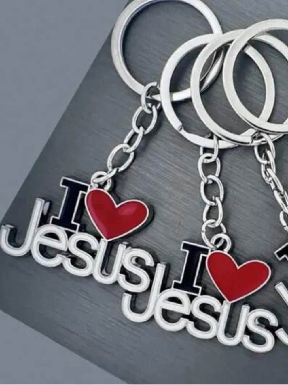 I Love Jesus Red Heart Pendant Keychain - Faith Jewelry